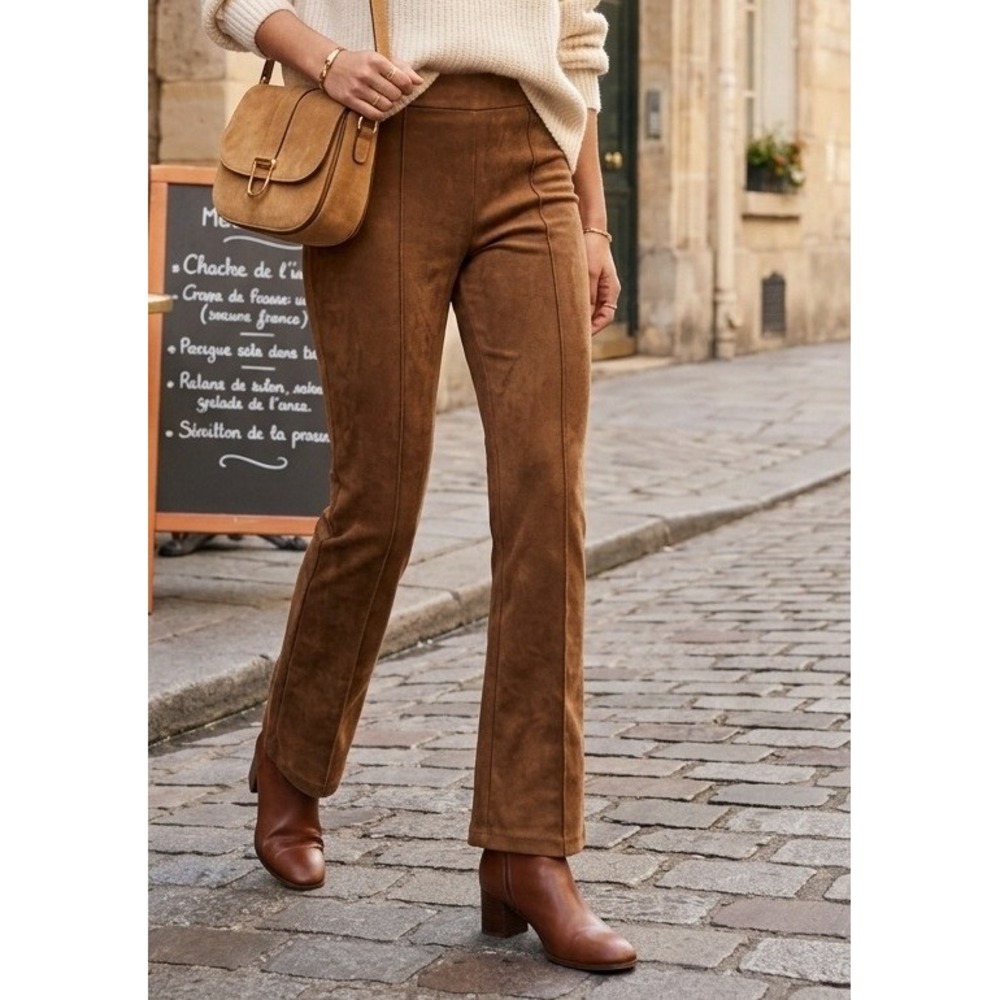 Anthropologie X Sanctuary Lana Flare Vegan Suede Pants Large Boho Festival Brown